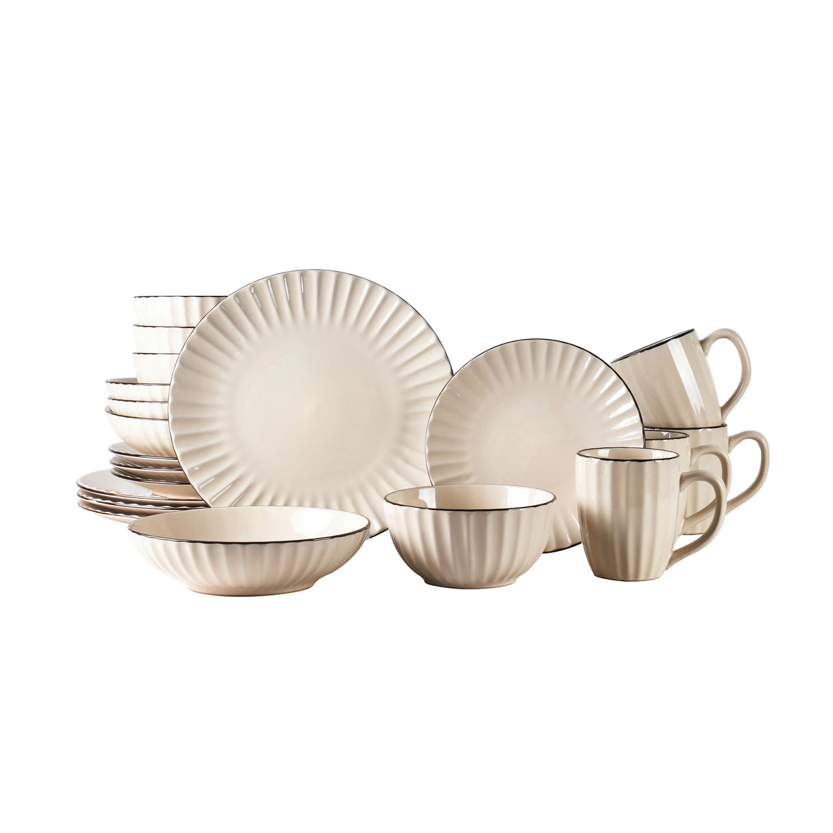 20 Pc Stoneware Embossed Dinner Set High-End Household Ceramic Sets Premium Emboss Dinnerware Sets Home Use