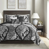 6-Piece Printed Cotton Quilt Set Throw Pillows Black Full/Queen Geometric Floral Soft Bedding for Winter for Wedding Hotel Julia M LifeStyles
