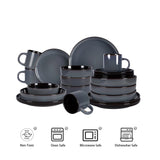 Nordic Style Round Stoneware 20pc Dinnerware Sets Reactive Glaze Includes Plate Bowl and Dishes