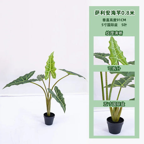 UV Resistant Faux Taro Leaf Tree in Plastic Pot Custom Size Home Garden Decor Artificial Potted Plant for Weddings