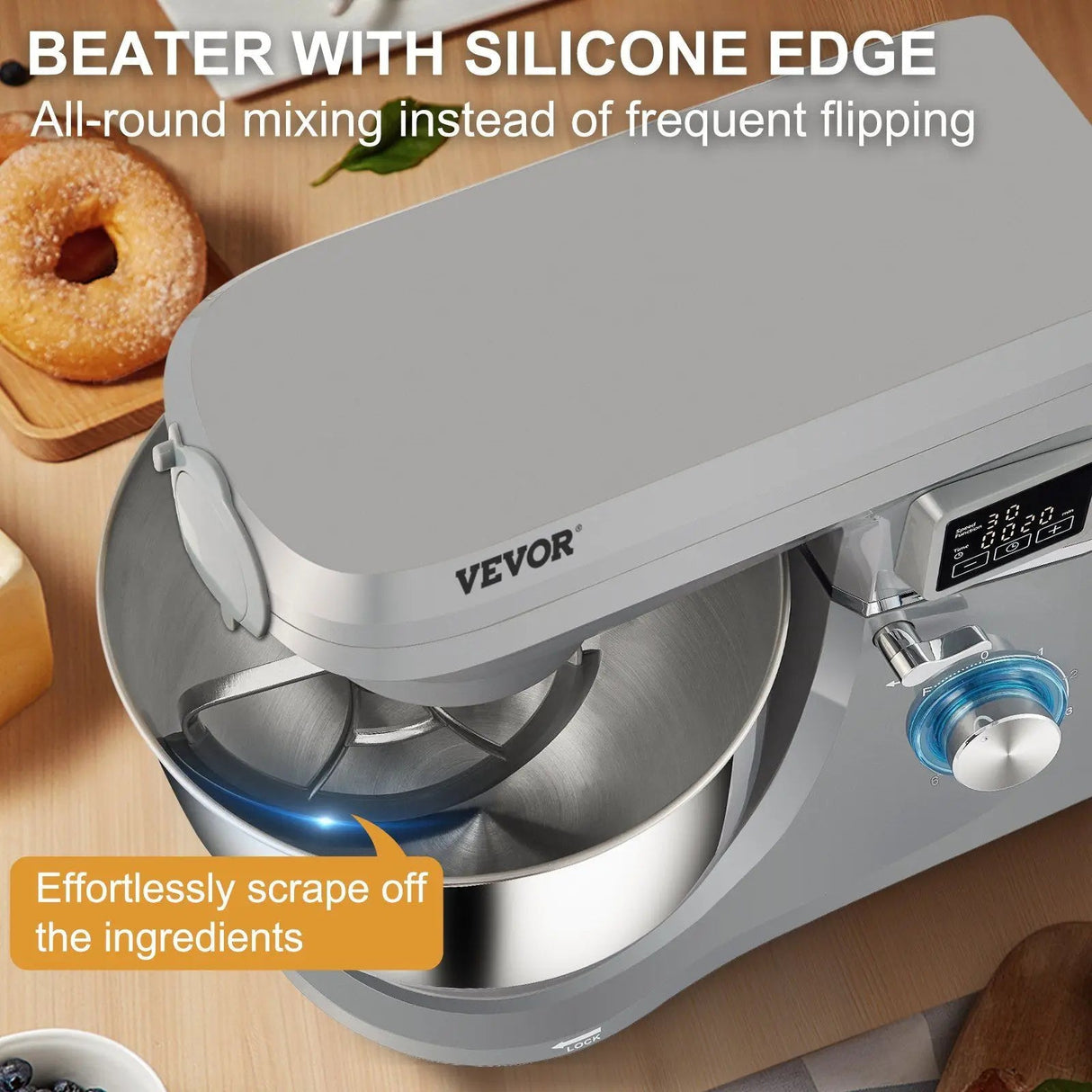 VEVOR 5-in-1 660W Tilt-Head Multifunctional Electric Food Mixer with 6 Speeds & LCD Timing 7.4 Qt Stainless Bowl Dough Hook Julia M LifeStyles