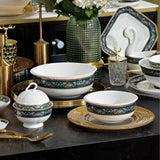 HIHUI Bone China Luxury Dinnerware Sets Beijing Traditional Chinese Scenic Pattern Europe Hotels Home Use Lightweight Safe