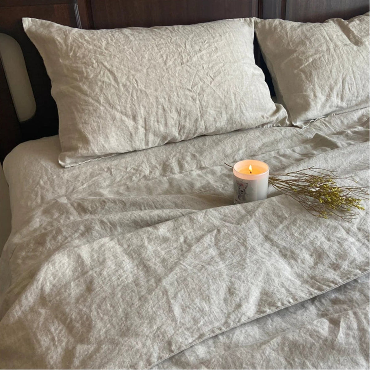 Washed Linen Duvet Cover Set with Pillowcases
