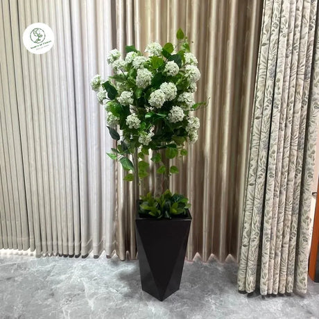 Wholesale Custom Artificial Snowball Tree in Plastic Pot for Living Room Decoration  Round Embroidered Ball