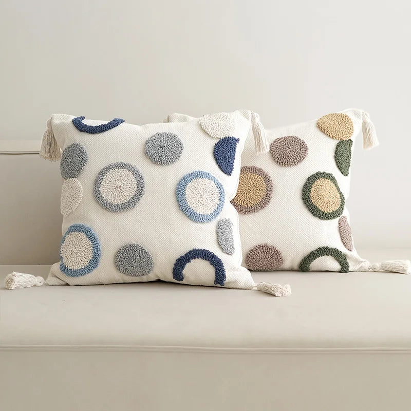 Tufted Embroidery Sofa Cushion Cover Art Throw Pillow case Living Room Decor Hotel Supplies