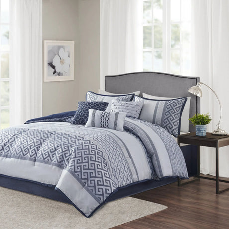 DB High Jacquard 7-Piece Floral Comforter Set - King/Super King