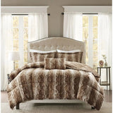 4PC Faux Fur Comforter Set Floral Printed Super King King Queen Soft Comfortable for Home Hotel Wedding PVC Cotton Julia M LifeStyles