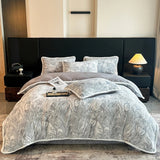 4kg Simple Style Three-dimensional Carved Milk Velvet Polyester-Filled Four-Piece Set for Fall Season Julia M LifeStyles