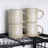 16Oz Stoneware Coffee Mugs Set of 4 Rustic Ceramic Coffee Cups Set with Large Handle Coffee Mugs for Latte Cocoa Tea Milk Beige Julia M LifeStyles