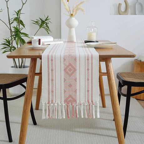 Wholesale Blue and Grey Handmade Cotton Woven Fabric Home Decoration Dining Table Runner and Placemat Set