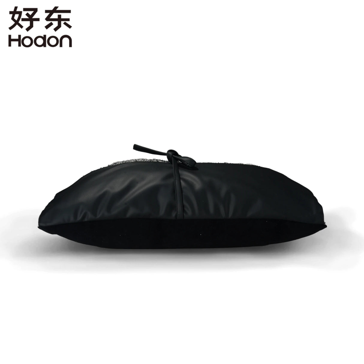 Simple Modern Sofa Model Room PU Leather Splicing Black Decoration Pillow Villa Light Luxury Waist Pillow Bow Pillowcase