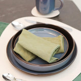 Nordic Style Round Stoneware 20pc Dinnerware Sets Reactive Glaze Includes Plate Bowl and Dishes