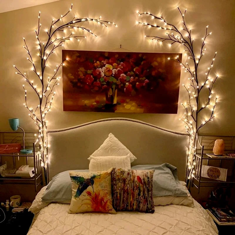 Warm White LED Willow Rattan Lights - 144 Holiday Decor for Home