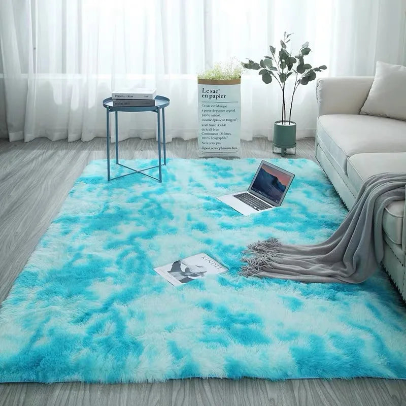 Grey Carpet Tie Dyeing Plush Soft Carpets For Living Room Bedroom Anti-slip Floor Mats Bedroom Water Absorption Carpet Rugs