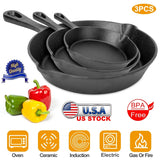 DB 3-Piece Pre-Seasoned Cast Iron Cookware Set 6/8/10-Inch Non-Stick Oven Safe Skillets Heat-Resistant Frying Pan Julia M LifeStyles