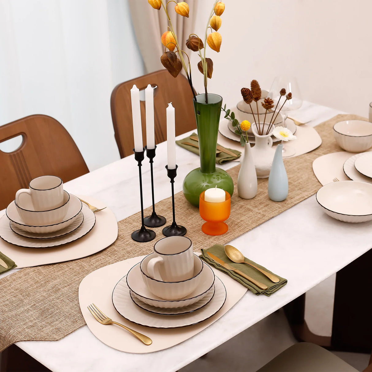 20 Pc Stoneware Embossed Dinner Set High-End Household Ceramic Sets Premium Emboss Dinnerware Sets Home Use