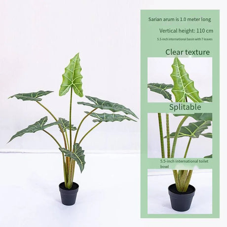 UV Resistant Faux Taro Leaf Tree in Plastic Pot Custom Size Home Garden Decor Artificial Potted Plant for Weddings