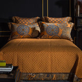 Golden Silver Red Luxury Wedding Royal Bedding sets Queen King size Embroidery Silk Satin Bohemia Duvet cover Bed sheet set - Julia M LifeStyles