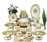 60 Pcs Golden Mosaic Eco-Friendly Porcelain Tableware Set