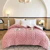 Custom Wholesale Simple Solid Color Hypoallergenic Tuff Velvet Thickened Winter Warm Soybean Fiber Filled king Bedroom Quilts Julia M LifeStyles