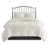 3-Piece Tufted Cotton Chenille Damask Duvet Cover Set Julia M LifeStyles