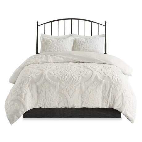 3-Piece Tufted Cotton Chenille Damask Duvet Cover Set Julia M LifeStyles