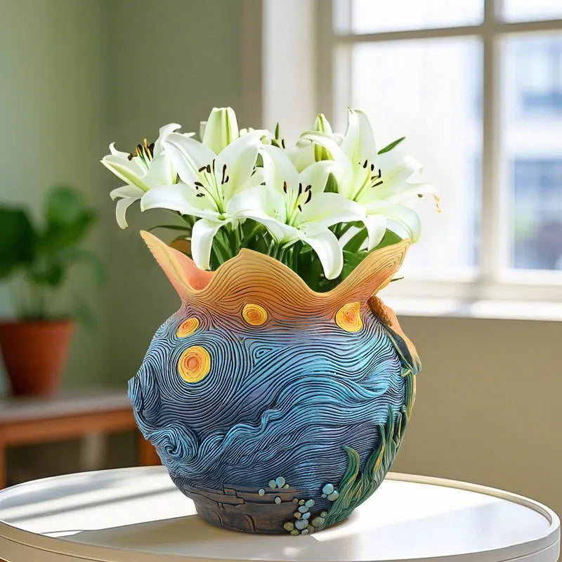 Starry Night Art-Inspired Decorative Vase