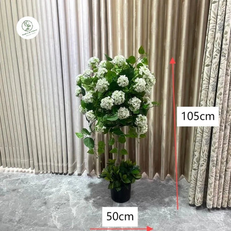 Wholesale Custom Artificial Snowball Tree in Plastic Pot for Living Room Decoration  Round Embroidered Ball