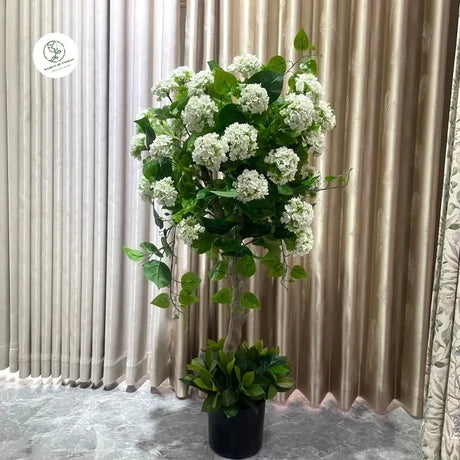 Wholesale Custom Artificial Snowball Tree in Plastic Pot for Living Room Decoration  Round Embroidered Ball
