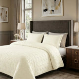 Rocio-Beige Quilted Polyester Bedspread Set, 3-Piece