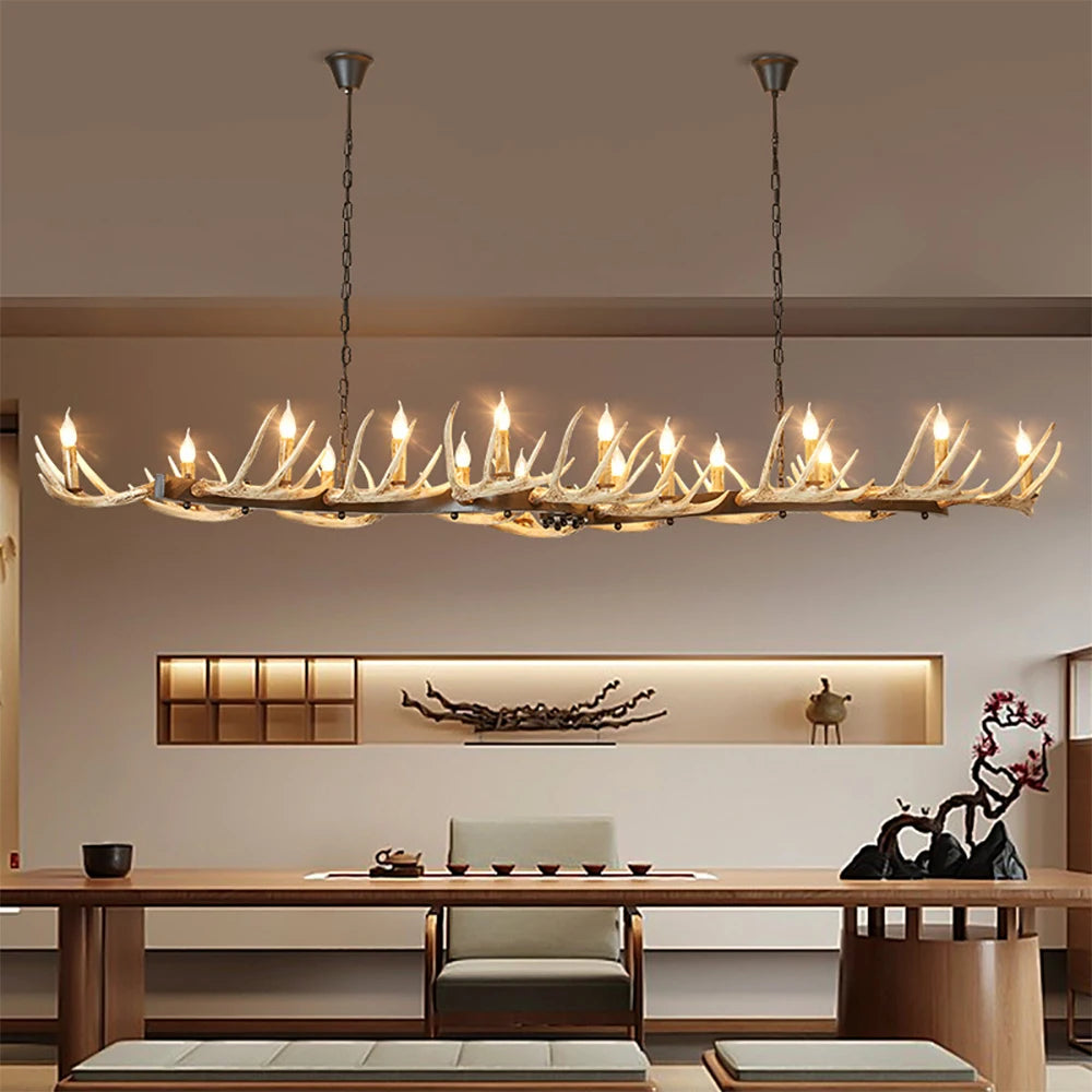 The Extended Lodge Linear 16-Light Resin Antler Chandelier