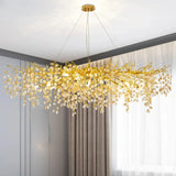 Large Gold Brass Crystal Chandelier with Raindrop Leaf Design Julia M LifeStyles