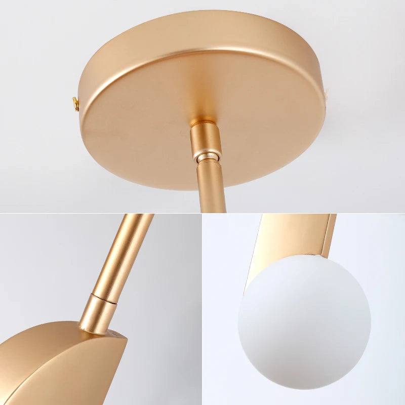 New Modern Style Hanging Kitchen Dining Table Brass Glass Pendant Light