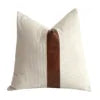 Home Decor Throw Pillow Cover Decorative Pillow Case Design Black Strips Faux Leather Patch Pillow 18x18 Geometric Cushion Cover
