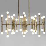 Modern Style Bamboo-shaped Chandelier Golden Chrome Pendant Lamp Living Room Dining Room American Household Lamps