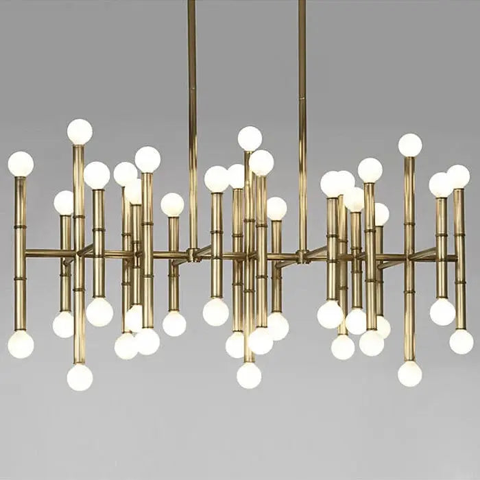Modern Style Bamboo-shaped Chandelier Golden Chrome Pendant Lamp Living Room Dining Room American Household Lamps Julia M LifeStyles
