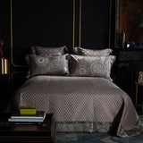 Golden Silver Red Luxury Wedding Royal Bedding sets Queen King size Embroidery Silk Satin Bohemia Duvet cover Bed sheet set - Julia M LifeStyles