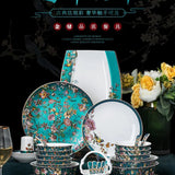 Luxurious 72-Piece Ceramic Dinnerware Set with Gold Rim and Floral Design