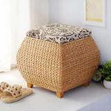 Countryside Chic Rattan Wooden Storage Bench