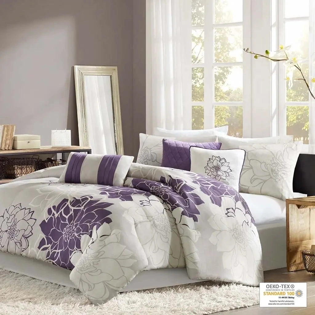 King-Size Microfiber & Cotton Plaid Comforter Set with Fitted Sheets Julia M LifeStyles