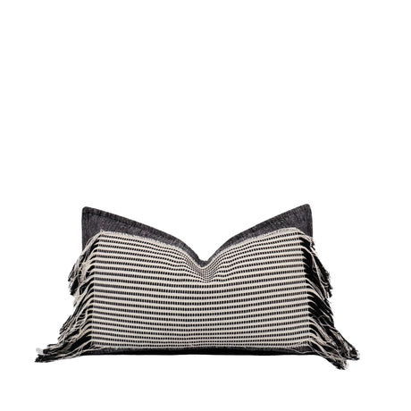 New Design Wholesale 50*30cm Woven Striped Cushion Cover Eco-friendly Cotton-ramie Gift Waist Pillow With Tassels Julia M LifeStyles