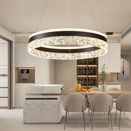 Dimmable Round Chandeliers with Remote Control, 3-Color Light for Living Room Dining Room Bedroom D20in Black Julia M LifeStyles