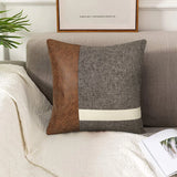Popular Home PU Leather Stitching Cotton Diamond Lattice Pillowcase Sofa Cushion Cover Factory Price