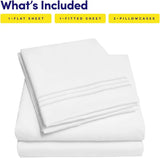 Luxury White Hotel Bed Sheet Set Extra Soft King Size Mattress Elastic Corner Straps Deep Pocket Quality Polyester