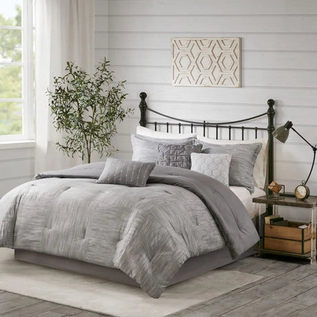 7-Piece Printed Seersucker Comforter Set Floral Solid Embroidered Woven Cotton PVC King Super King Home Wedding Hospital Julia M LifeStyles