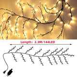 Warm White LED Willow Rattan Lights - 144 Holiday Decor for Home