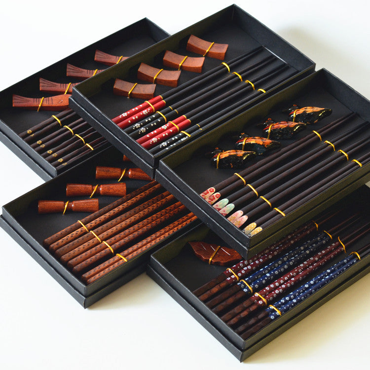 Chinese style gift box creative wooden chopsticks four pairs of chopsticks chopstick rest gift box Julia M LifeStyles