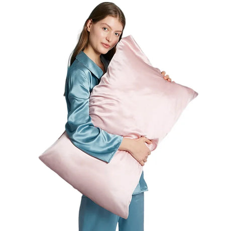 Wholesale Professional Luxury Super Soft Silky Pillow case Solid Color Silk Satin With Envelop Closure