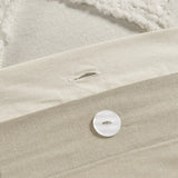 Scenic Floral & Geometric 3-Piece Cotton Duvet Cover Set with Chenille Tufting