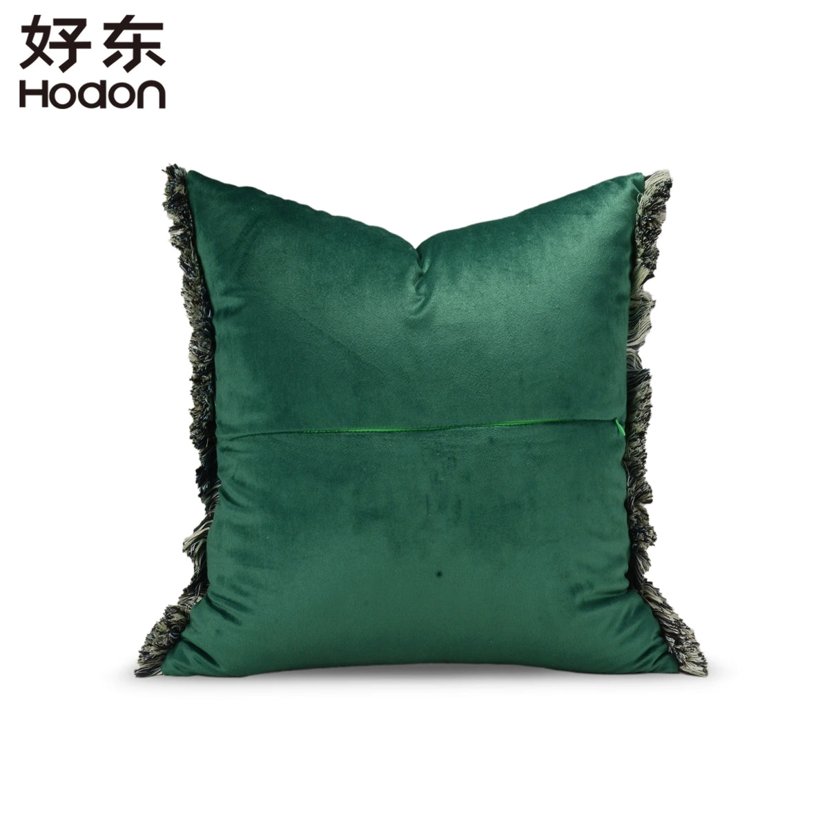 Square Luxury White Green Broken Stripe Frayed Jacquard Home Decoration Pillowcase